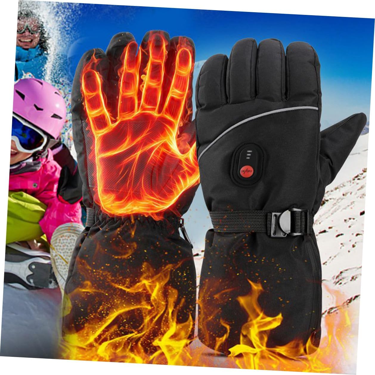 Cabilock Heated Ski Gloves for Men Rechargeable Battery-Powered Cold-Resistant Thermal Gloves Black Outdoor Work