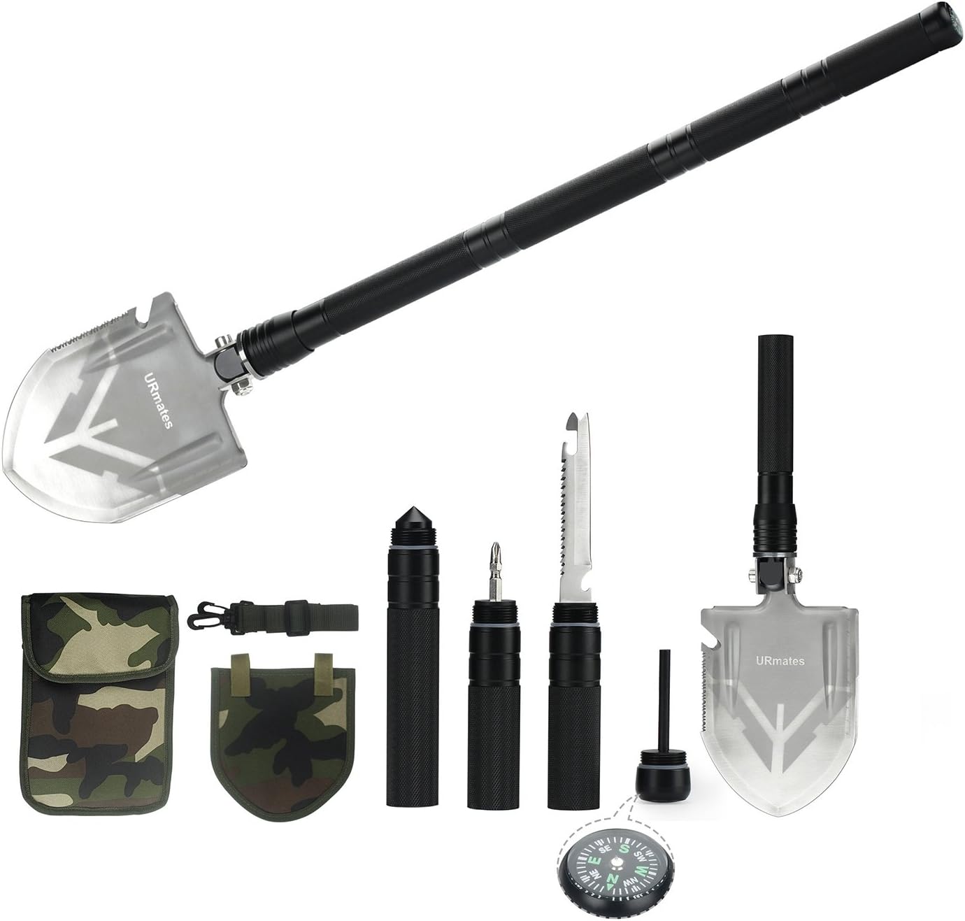 [2018] Folding Survival Shovel Upgrade Portable Military Multi-Functional Tool Kit for Camping Hiking Hunting Fishing Gardening Backpacking Car Emergency Snow Shoveling