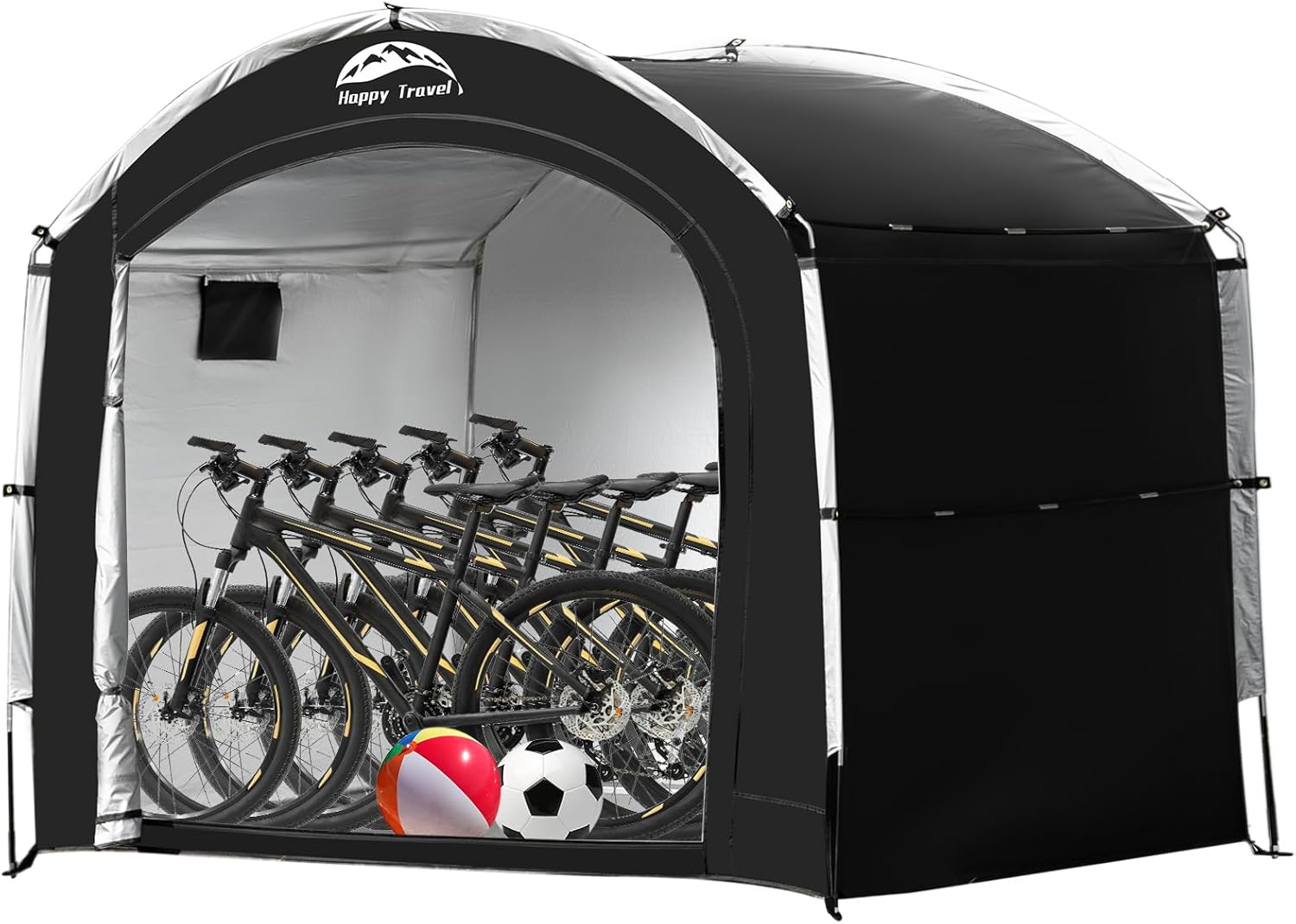 Happy Travel Bike Storage Tent Shed, Outdoor Waterproof Bicycle Covers Shelter with Window for 2/4/6/8 Bikes,Oversized Outside Portable Sheds for Lawn Mower,Garden Tools (Black) Happy Travel Bike Storage Tent Shed, Outdoor Waterproof Bicycle Covers Shelter with Window for 2/4/6/8 Bikes,Oversized Outside Portable Sheds for Lawn Mower,Garden Tools (Black)