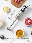 Reemix Immersion Blender Handheld, 5-in-1 Set de mélangeur à main électrique avec arbre de mélange en acier inoxydable, fouet, lait frère, coupe et bécher, mélangeur de bâton pour soupe, smoothies, sauces, aliments pour bébés