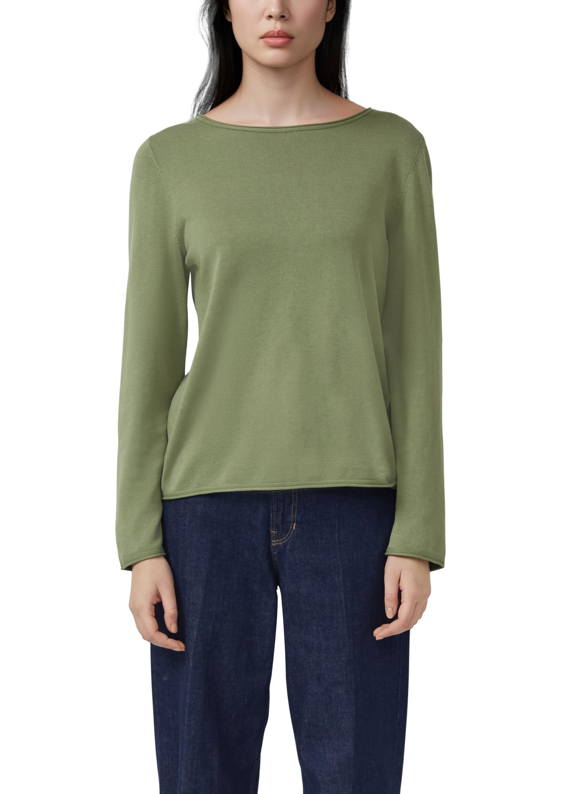 s.Oliver Damen Feinstrickpullover Olive Baumwolle Viskose Mix Langarm