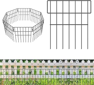19 Pack Animal Barrier Fence - No Dig Garden Decorative Fence Rustproof Metal Wire Panel Border for Dog Rabbits Ground Sta...