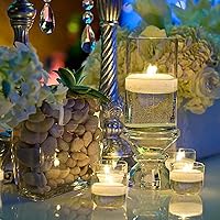 Vista 2 de Doefo 20 velas flotantes para centros de mesa, velas de agua blanca de 1.5 pulgadas, velas flotantes sin llama para centros de mesa, jarrones, velas