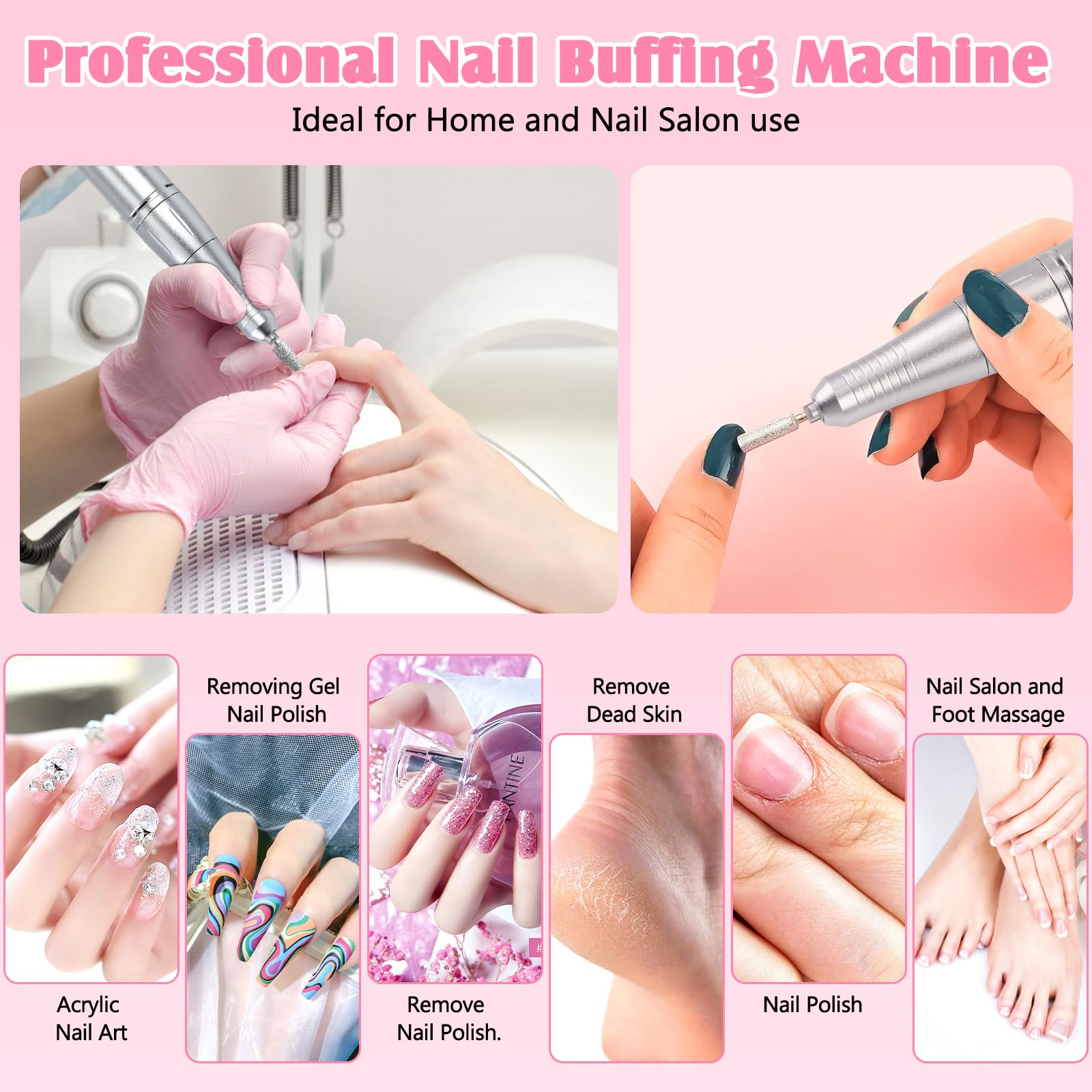 Ponceuse Pour Ongles Professionnel-45000 Rpm, 12 En 1 Ponceuse Ongle,Rechargeable,Lime a Ongle Electrique Portable,Avec Lcd écran Et Vitesse Réglable,Pour Gel Et Ongles En Acrylique,Salon