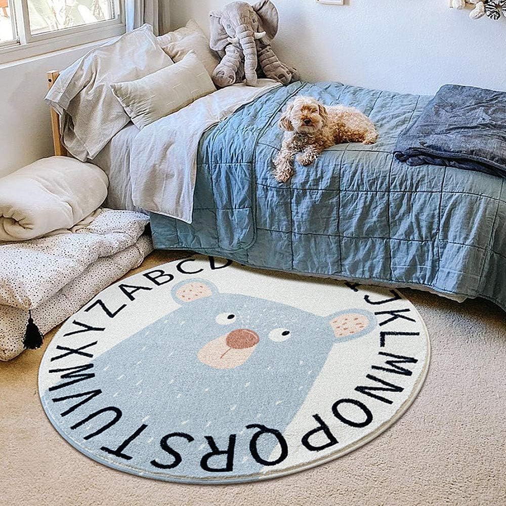 Tapis de jeu lavable antidérapant pour bébé bleu moderne Rururug