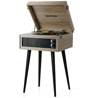 Tourne-Disque à 3 Vitesses, Platine Vinyle Bluetooth avec Haut-parleurs Intégrés et Pieds Amovibles, Lecture USB & Enregistreur Vinyl-USB, Oatmeal - Les Beatles, Paul McCartney, John Lennon, RIngo Starr, George Harrison