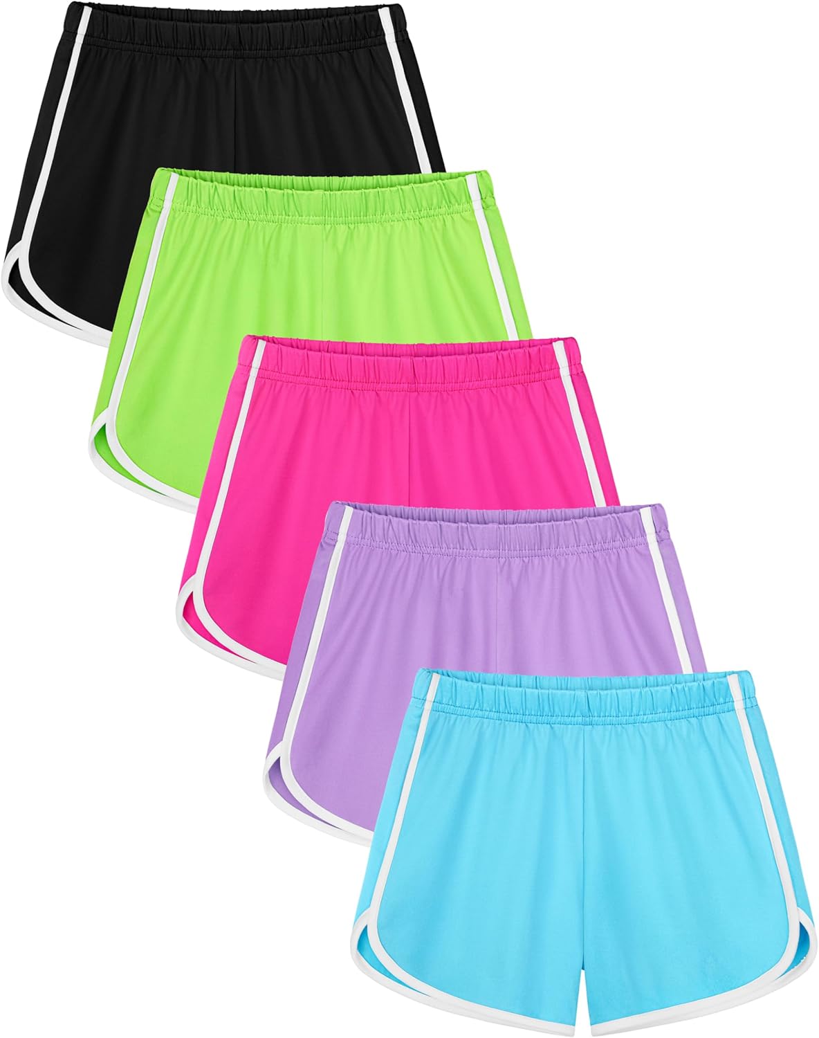 5 Packs Girls Shorts Soccer Athletic Shorts for Girls Kids Teen Quick Dry Dolphin Running Basketball Gym