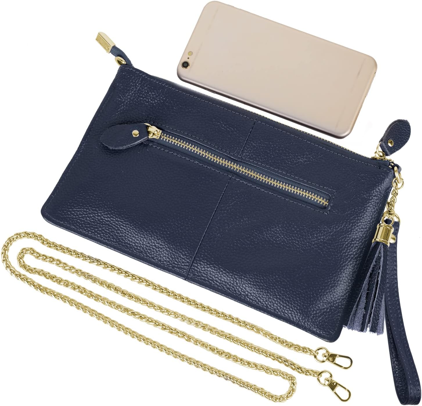YALUXE Genuine Leather Wristlet Handbags Purses Cell Phone Pocket Clutch Wallet Crossbody Bags for Women