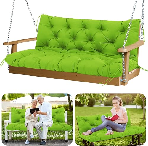GZXAGZJ Porch Swing Cushions Outdoor 60 inch Waterproof Thicken 5" Swing Cushions Replacement with Backrest and Ties for Outdoor Furniture Porch Patio Garden Lawn (Green) - 80% off