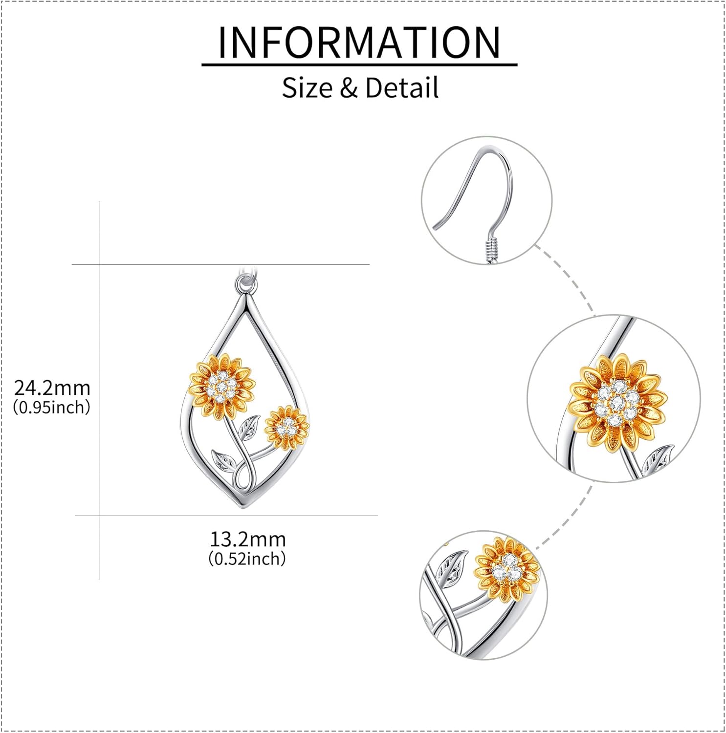 Sunflower/Daisy/Clover/Dandelion/Palm Tree/Cactus Earrings 925 Sterling Silver Flower Teardrop Dangle Drop Earring Floral Jewelry Gifts for Women - Image 4