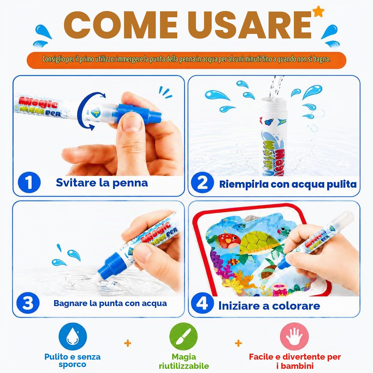 Tangdudu Set 2 Libri Magici Riutilizzabili per Colorare Bambini 1 Anno+ — immagine 4 di 15