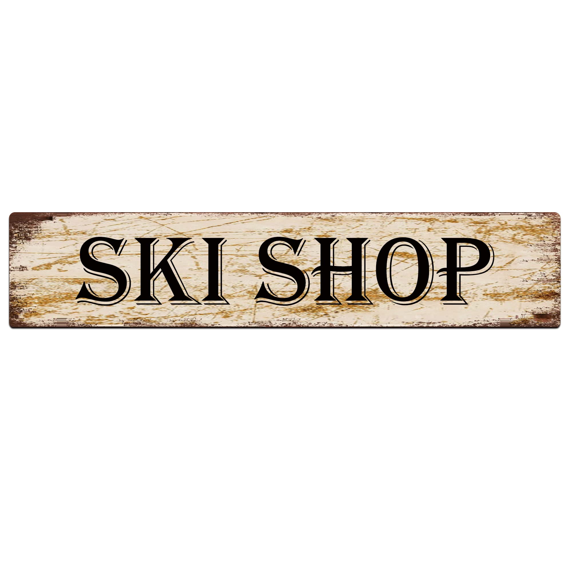 SKI SHOP Retro Tin Signs Aluminum Metal Sign for Kitchen Home Garden Wall Bar Cafe Decor 4x16 Inch