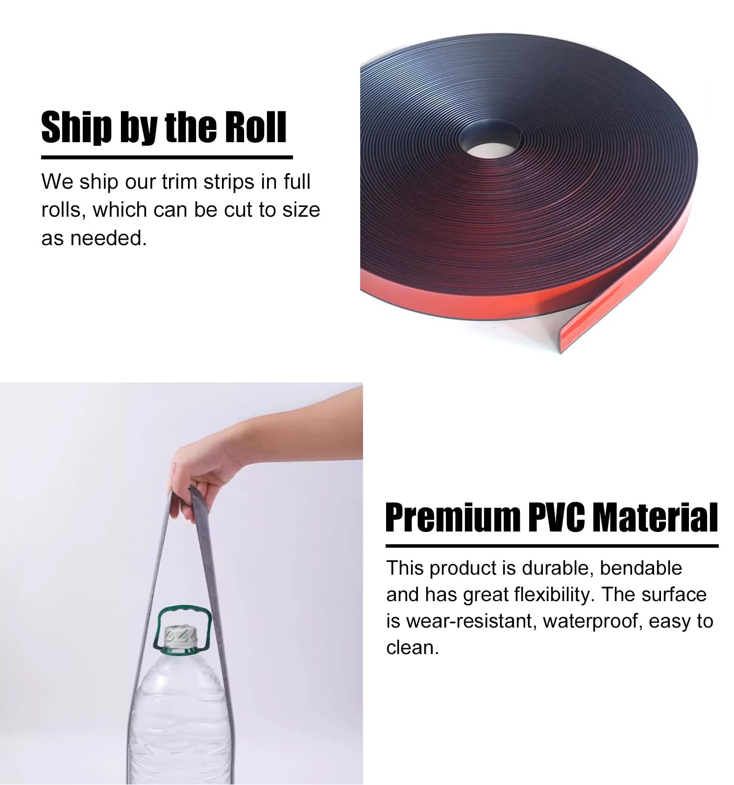 Bande de revêtement de sol imperméable, revêtement de seuil à décoller et à coller, matériau en PVC pour la protection des bords de la moquette, 7,5 cm de largeur