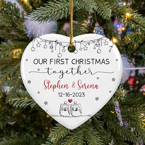 Miniatura 9 de Adorno de cerámica personalizado de nuestro primer apartamento, Navidad 2023, primera Navidad en nuevo apartamento, adornos de regalo para
