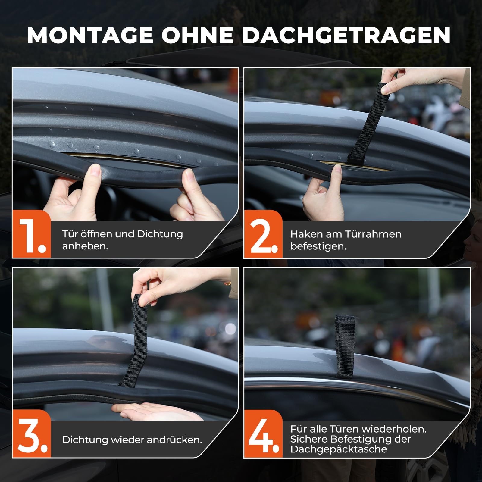 Autodachtasche 21 Kubikfuß (595 L), wasserdichte Dachbox für Pkw, SUV & Van, Robustes 840D-PVC, universell passend mit/ohne Dachgepäckträger, inkl. Rutschfester Matte & Zahlenschloss