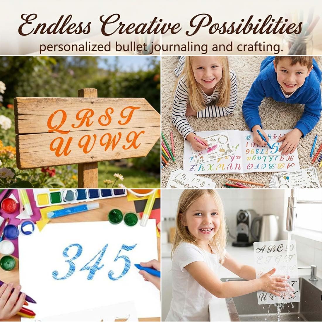 12 Pezzi, Stencil Lettere e Numeri, Stencil per Scrivere e Disegnare, Perfetto per Bambini, Scrapbooking, Diario e Apprendimento Artistico