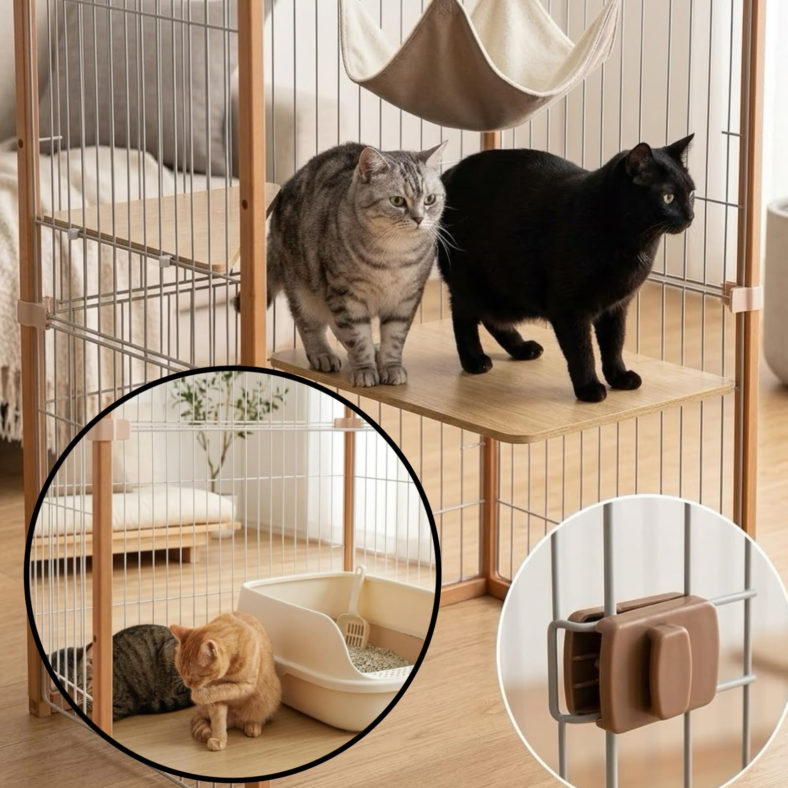 Amazon.co.jp: 猫 ケージ 2段 木製 揺れに強い 天然木フレーム