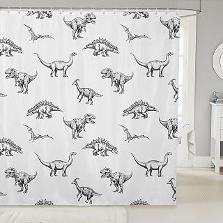 Feelyou Kids Jungle Dinosaur Shower Curtain Cartoon Dino Bathroom Accessories Kawaii Bath Curtain Boys Girls Wildlife Teens Bedroom Decor 72"x72"
