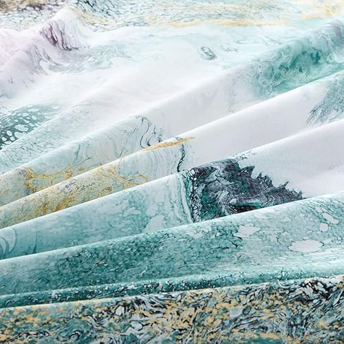 Miniatura 10 de MILDLY Juego de funda de edredón de tamaño Queen 100  algodón moderno juego de funda de edredón azul 3 piezas ultra suave con cierre de cremallera y