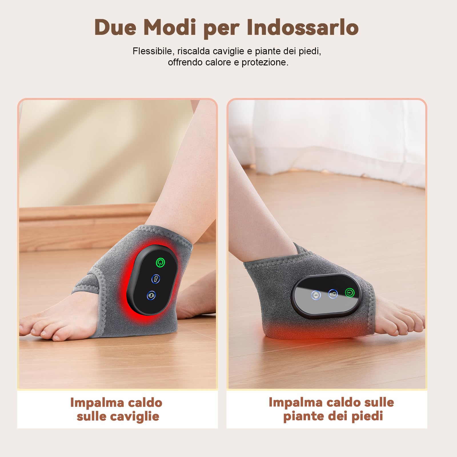2 Pezzi Massaggiatore per Piedi 3 in 1 | 3 Modalità di Vibrazione | Temperatura Regolabile a 3 Livelli | Scaldapiedi IntegratoAllevia Dolori a Piante, Talloni e Caviglie | Massaggiatore Gambe