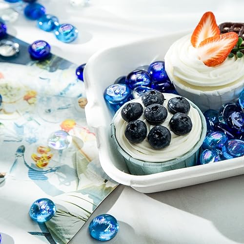 Miniatura 77 de FUTUREPLUSX Canicas de vidrio plano rosa de 1 libra, rellenos de jarrones, gemas para pecera, mármoles de vidrio decorativos para jarrones, acuario