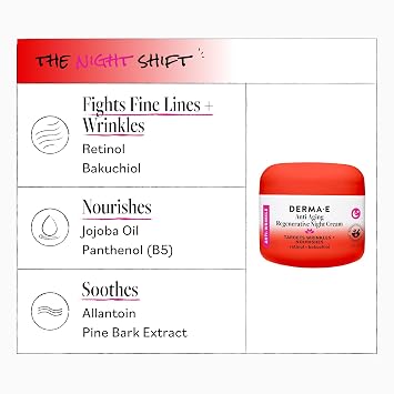 DERMA E Anti-Aging Regenerative Night Face Cream, 2 Oz Face Moisturizer