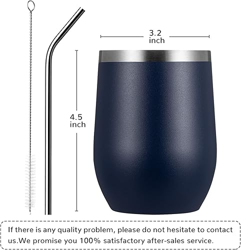 Miniatura 4 de Meway - Vaso de vino con tapa de 12 onzas, sin tallo, doble pared, al vacío, de acero inoxidable, para viajes, mantiene el frío y el calor