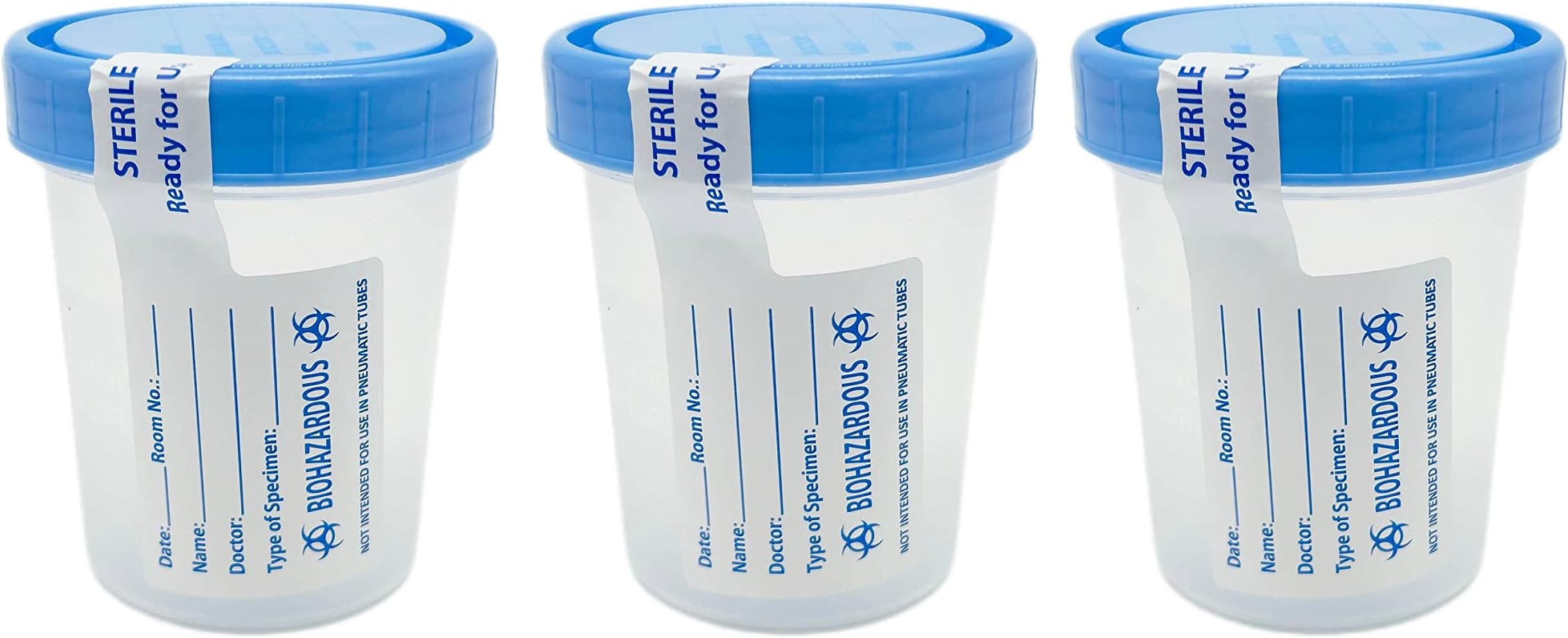 Sterile Specimen Cups with Lids: 4oz Transparent Urine Collection Cup with Leak-Resistant Screw-On Lids - 3-inch Sample Jars - Designed for Secure Collection of Pee, Stool, and Semen Samples - 3 Pack