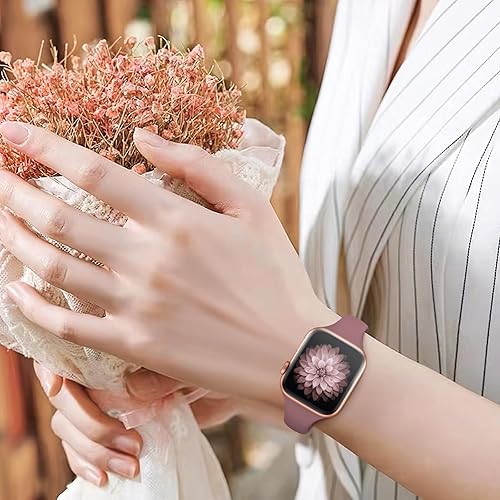 Miniatura 4 de Correa delgada compatible con correas de Apple Watch de 1.575 in 1.496 in 1.614 in 1.654 in 1.732 in 1.772 in 1.929 in, para mujeres y hombres,