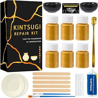 deuvuo Kintsugi Reparatur Set, Gold Japanisches Kintsugi Set Zum Einfachen Wiederbeleben Ihrer Zerbrochenen Keramik, Porzellan, Tasse, Schüssel, Glas, Vase - Kintsugi Repair Kit Für Anfänger