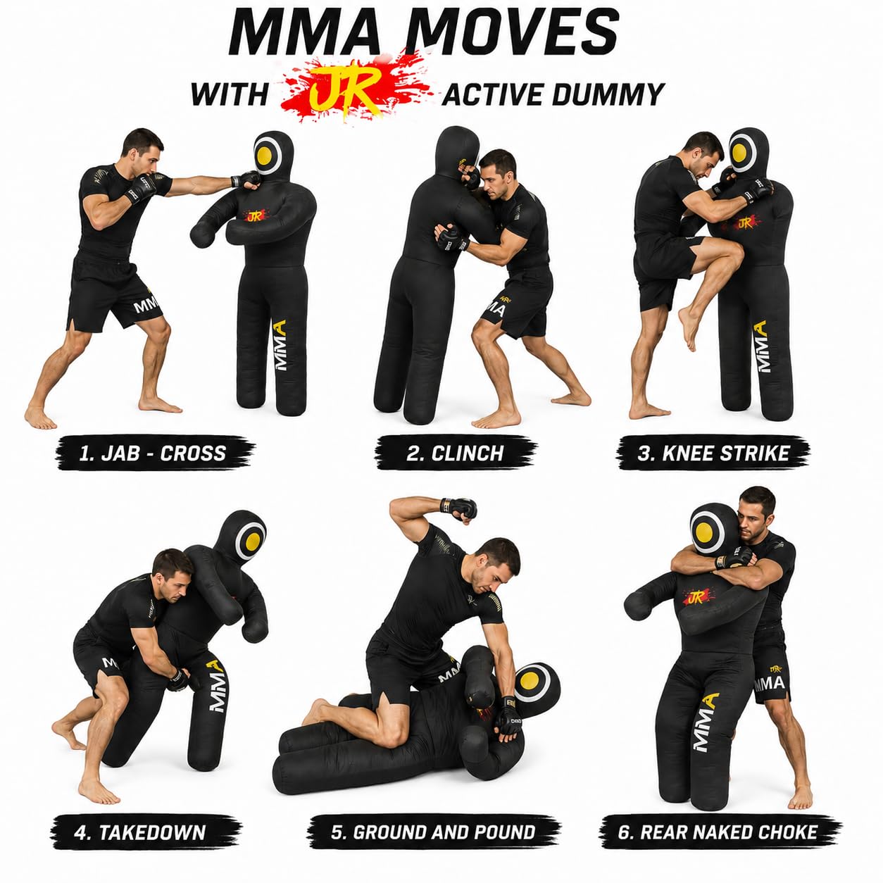Manekin treningowy MMA (pozycja stojąca) do boksu, walki, rzucania, wywinięcia, karate, jiu-Jitsu, treningu zapaśniczego, bez wypełnienia