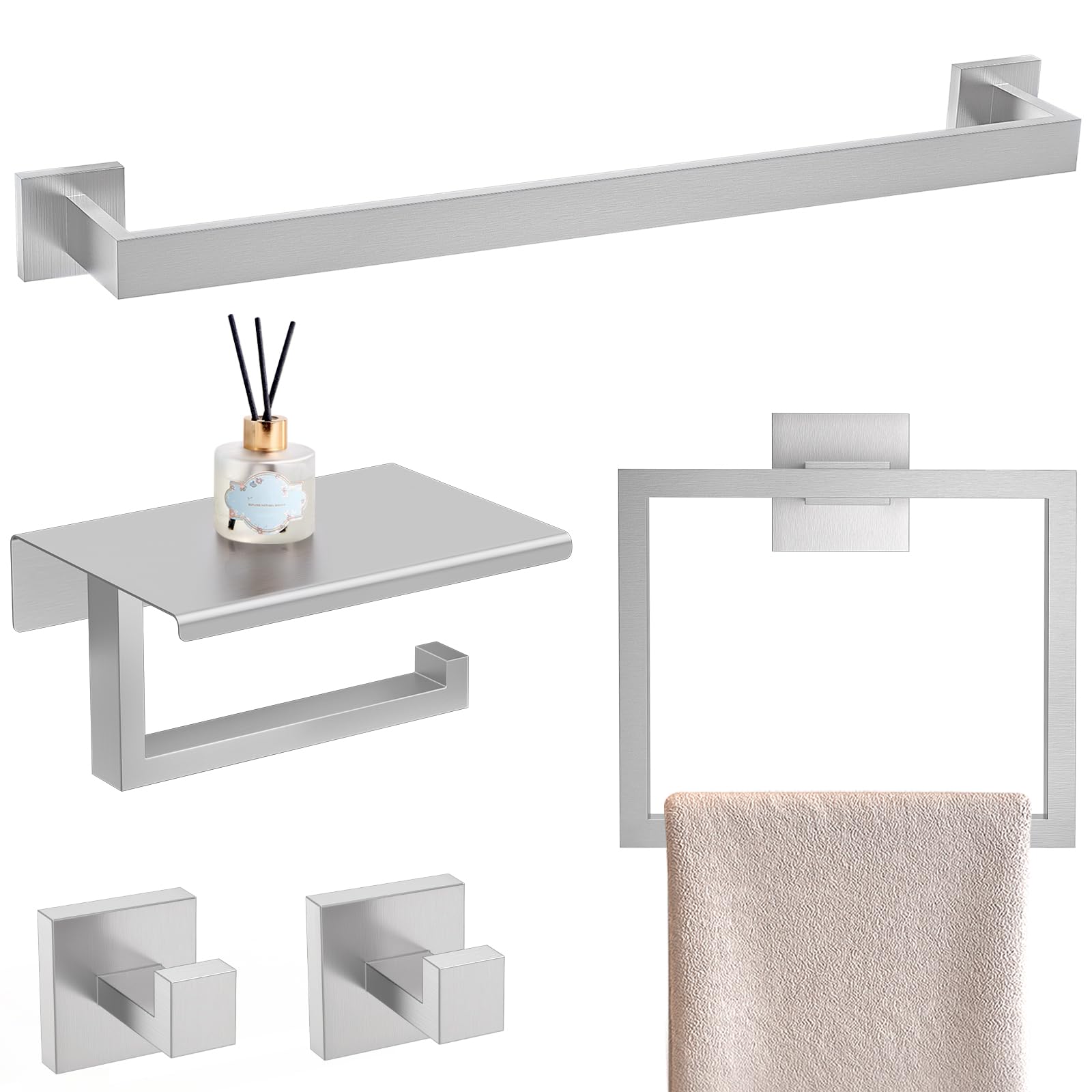 YACVCL 5-Piece Brushed Nickel Bathroom Accessories Set