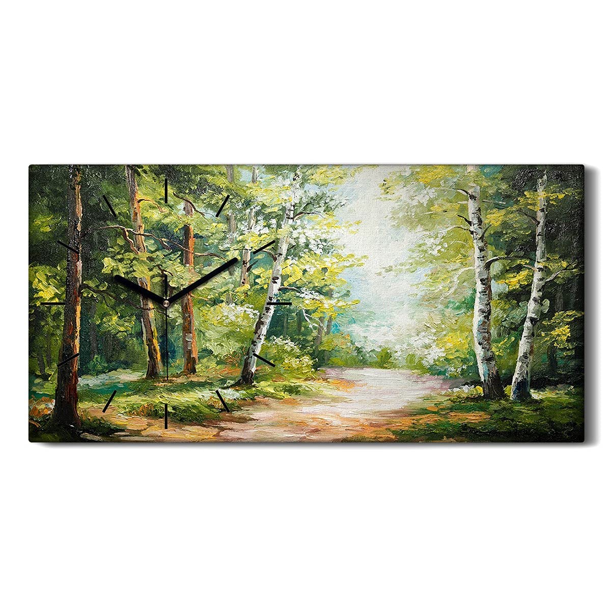 Horloge sur Toile Forêt d'Été 60x30cm Art Moderne Murale Salon