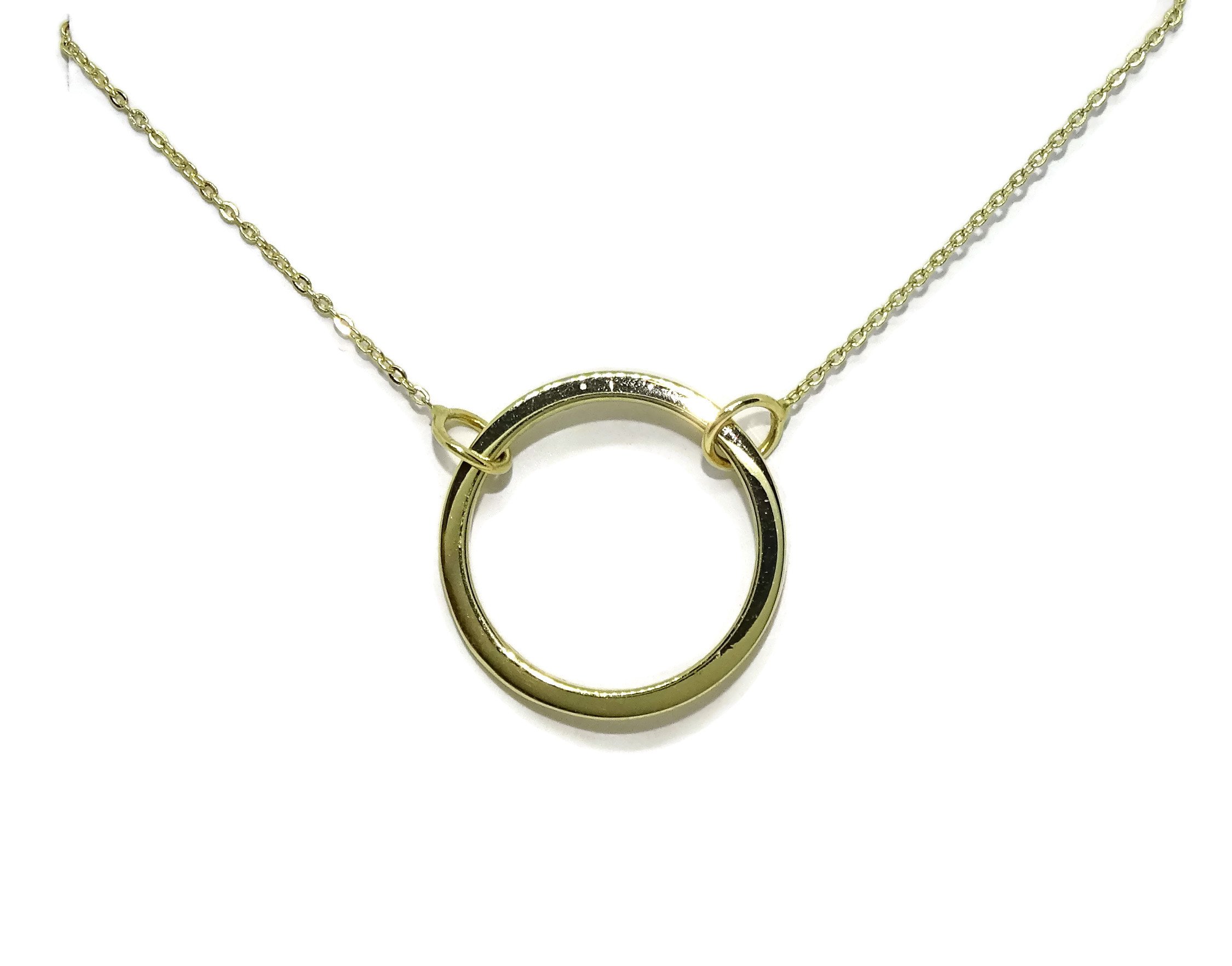 Naszyjnik Karma 18K Gold | zawieszka Circle 42cm link chain | Fashion choker | Biżuteria designerska | 1.50g żółtego złota | Damski prezent na rocznicę | Prezent na Dzień Matki | Prezent na Walentynki |