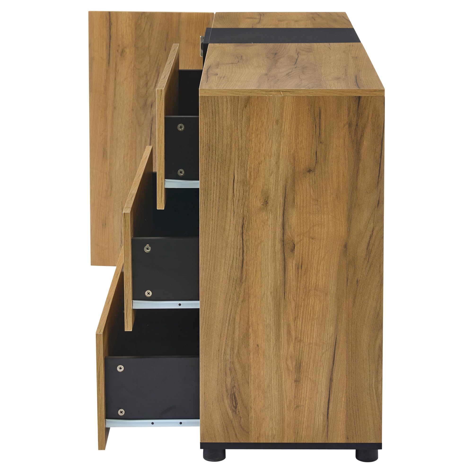 Madia con 3 cassetti 1 anta cassettiera per cucina sala da pranzo soggiorno ufficio buffet con ampio spazio portaoggetti credenza moderno armadio armadietto laterale marrone
