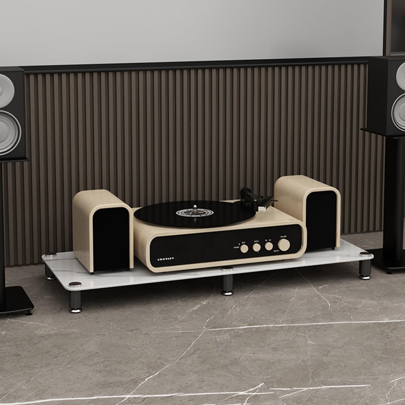 Support stéréo moderne blanc pour sublimer vos soirées home cinéma