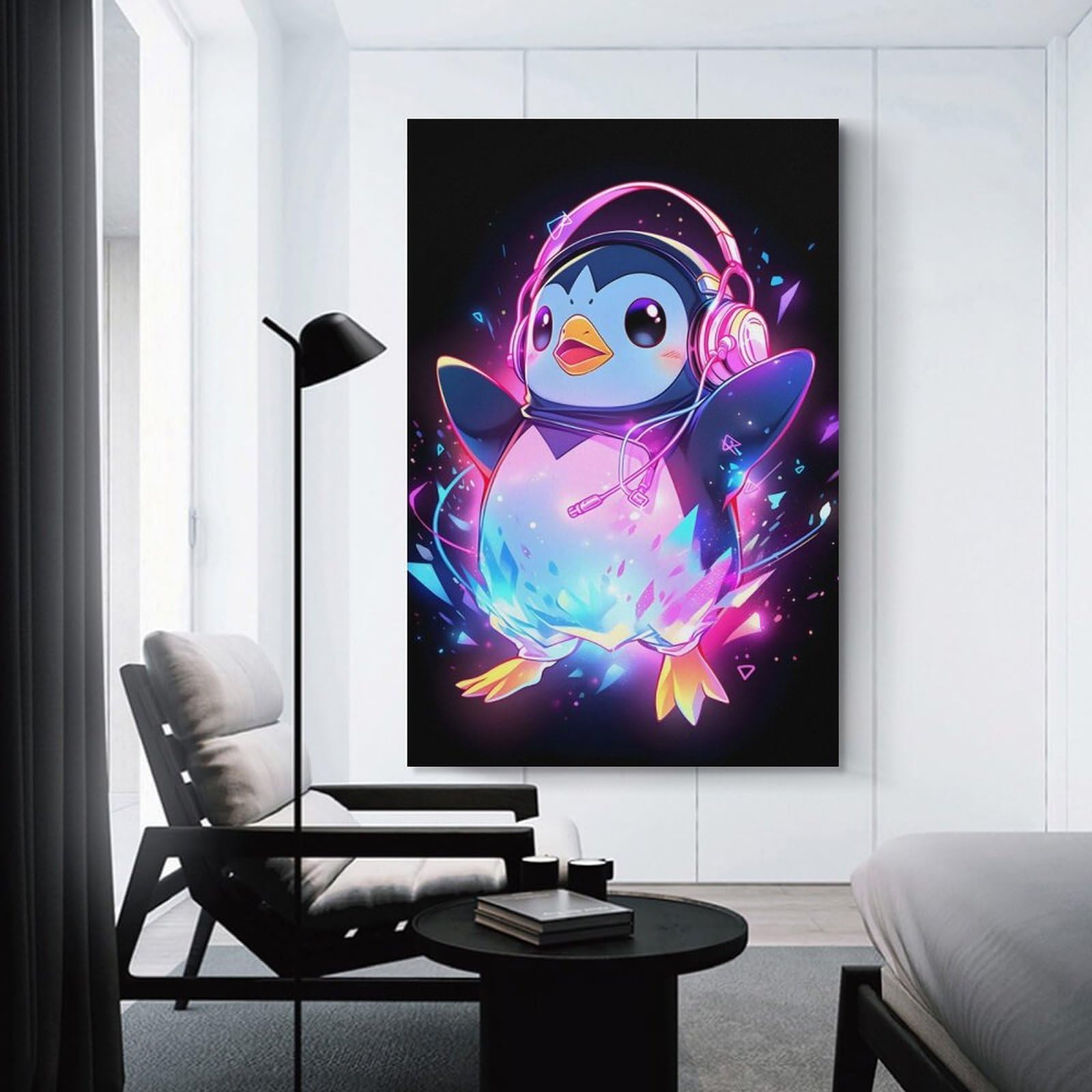 Junmoney Canvas Wall Decor Epic Party Penguin, 12x18inch(30x45cm), for Living Room, Bedroom, Office Or Hallway, Decorative Artwork with Broad Appeal