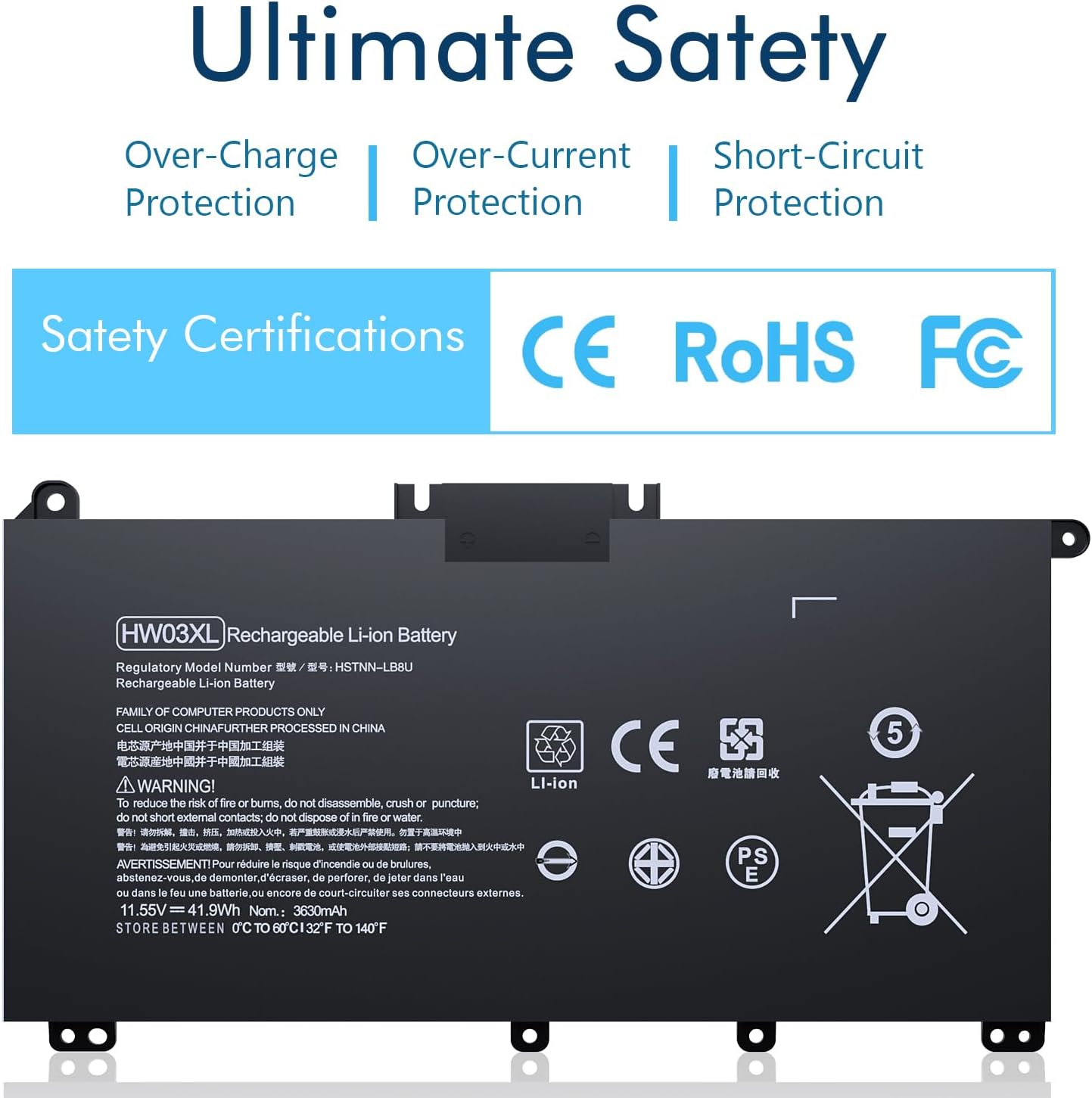 Condition photo showing New/Like New for HSTNN-LB8U HW03XL Battery Replacement for HP Pavilion 15-EH 15-EG 15-eg0073cl 15-eg0048nr 15-eg0053cl 15-eg1025cl 15-eg1053cl 15-eg1073cl Series HSTNN-IB90 TPN-C131 L97300-005 HSTNN-OB2A