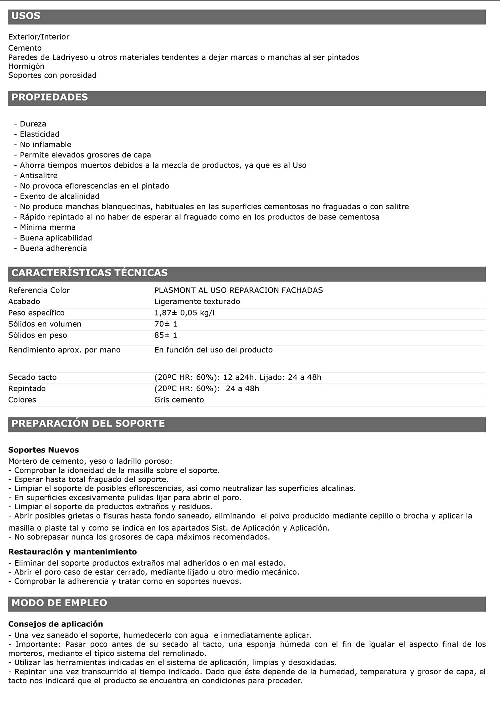 Masilla Al Uso Reparación Fachadas Pintura para Fachadas especial Exteriores color Gris (Gris 20kg)