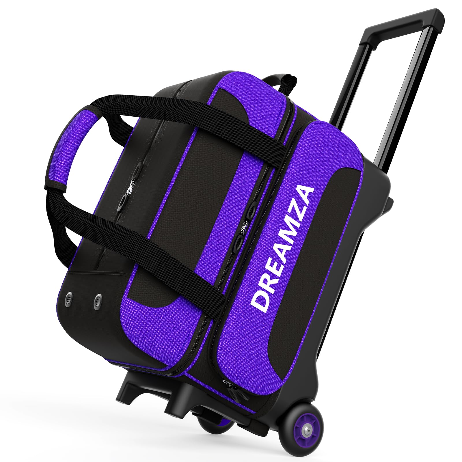 2 Ball Roller Bowling Bag with Wheels &amp; Separate Shoes Pocket