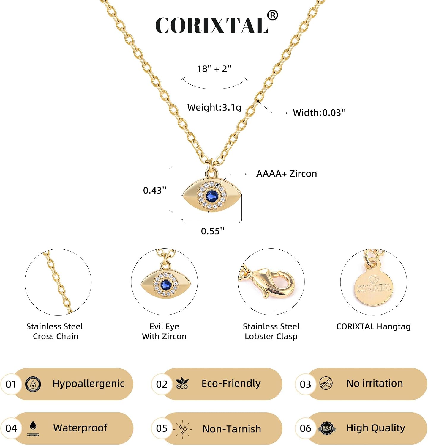 Evil Eye Necklace For Women,Gold/Silver Evil Eye Pendant Necklace Trendy CZ Diamond Evil Eye Necklace Fashion Jewelry Gift
