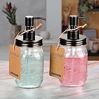 Vista 4 de Amolliar Dispensador de Jabón Líquido para Tarro de Albañil, Tapa de Bomba de Reemplazo de Acero Inoxidable Resistente a la Oxidación, Linda