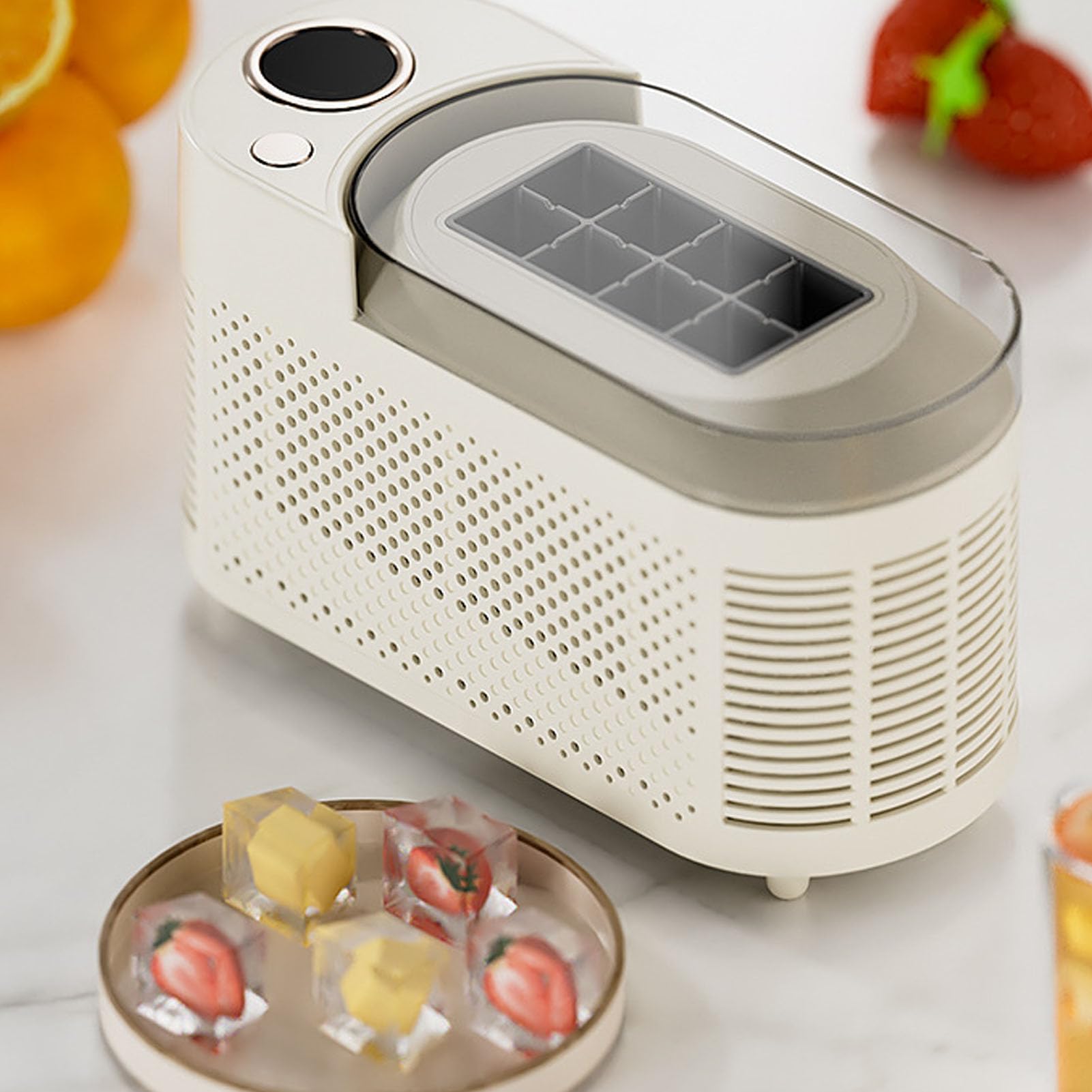 Generic Mini Máquina de Hielo Portátil para Encimera de 120W, Máquina de Hielo Portátil de 8 Cubos, de Automática Compacta para Uso en Casa, Camping, RV (Enchufe de la UE)