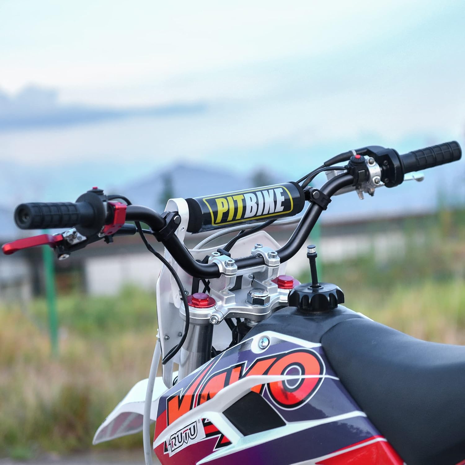 RUTU Universal 7/8" 22mm Dirt Bike Handlebars with Chest Protector Pad for CRF YZF KXF KLX RMZ DRZ Pit Bike Motocross ATV Quad - Black - Reducing Craft, High strength