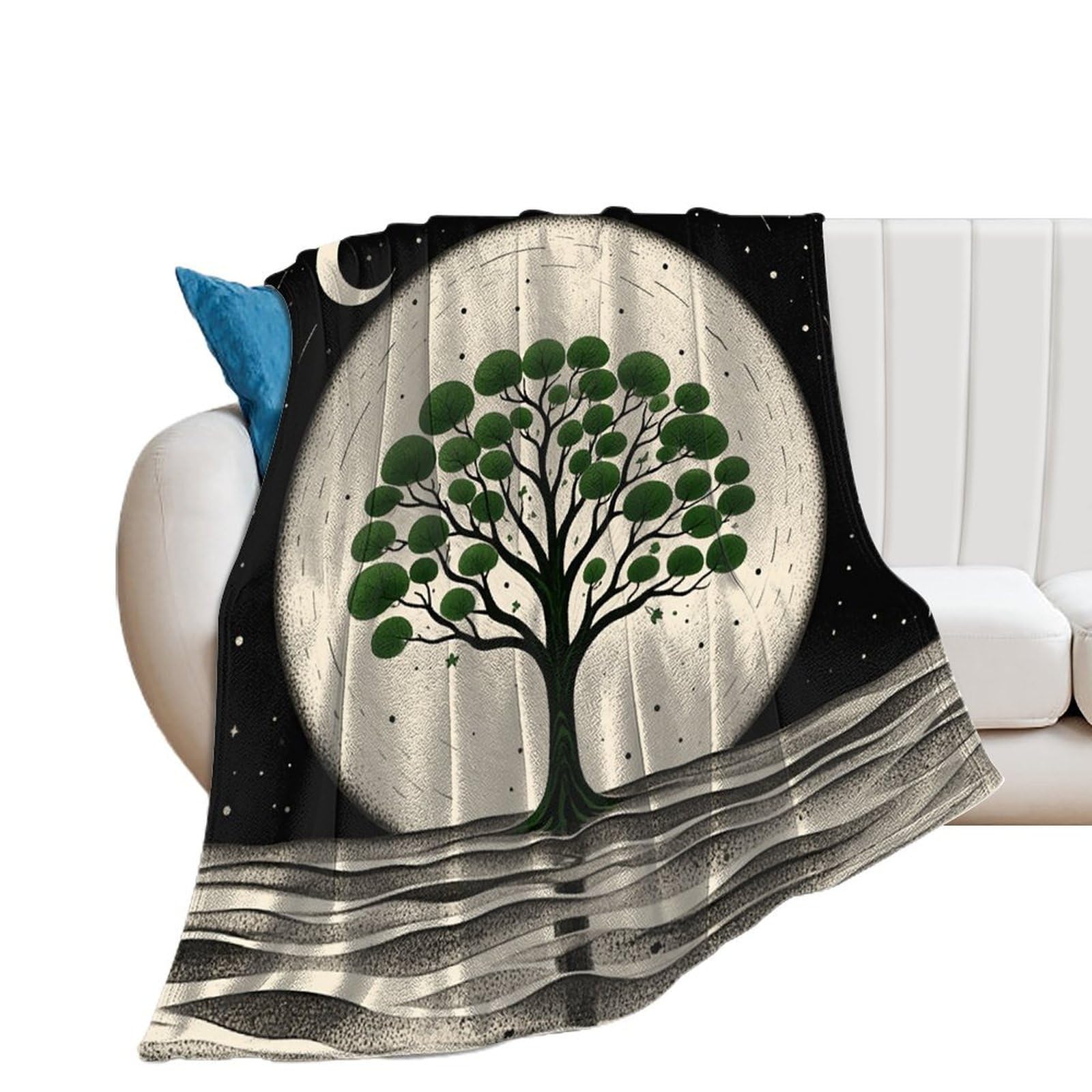 Couverture en flanelle légère anti-froid pour lit et canapé étoiles plantes