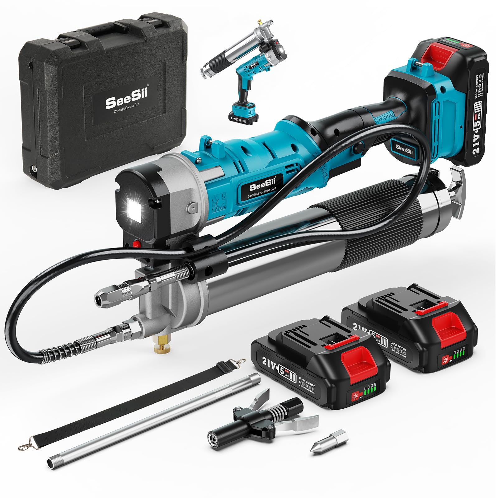 Pistola Ingrassatore Elettrica TaskStar - 10000 PSI, Con Batterie, Luce LED, Per Meccanica - Foto 5