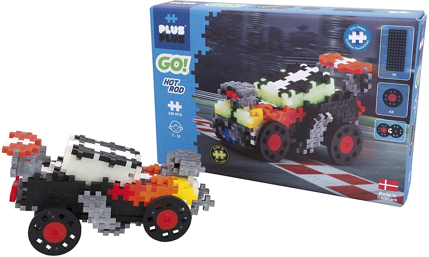 PLUS PLUS GO - Box Dragster avec roues 240 Pcs - PP7007
