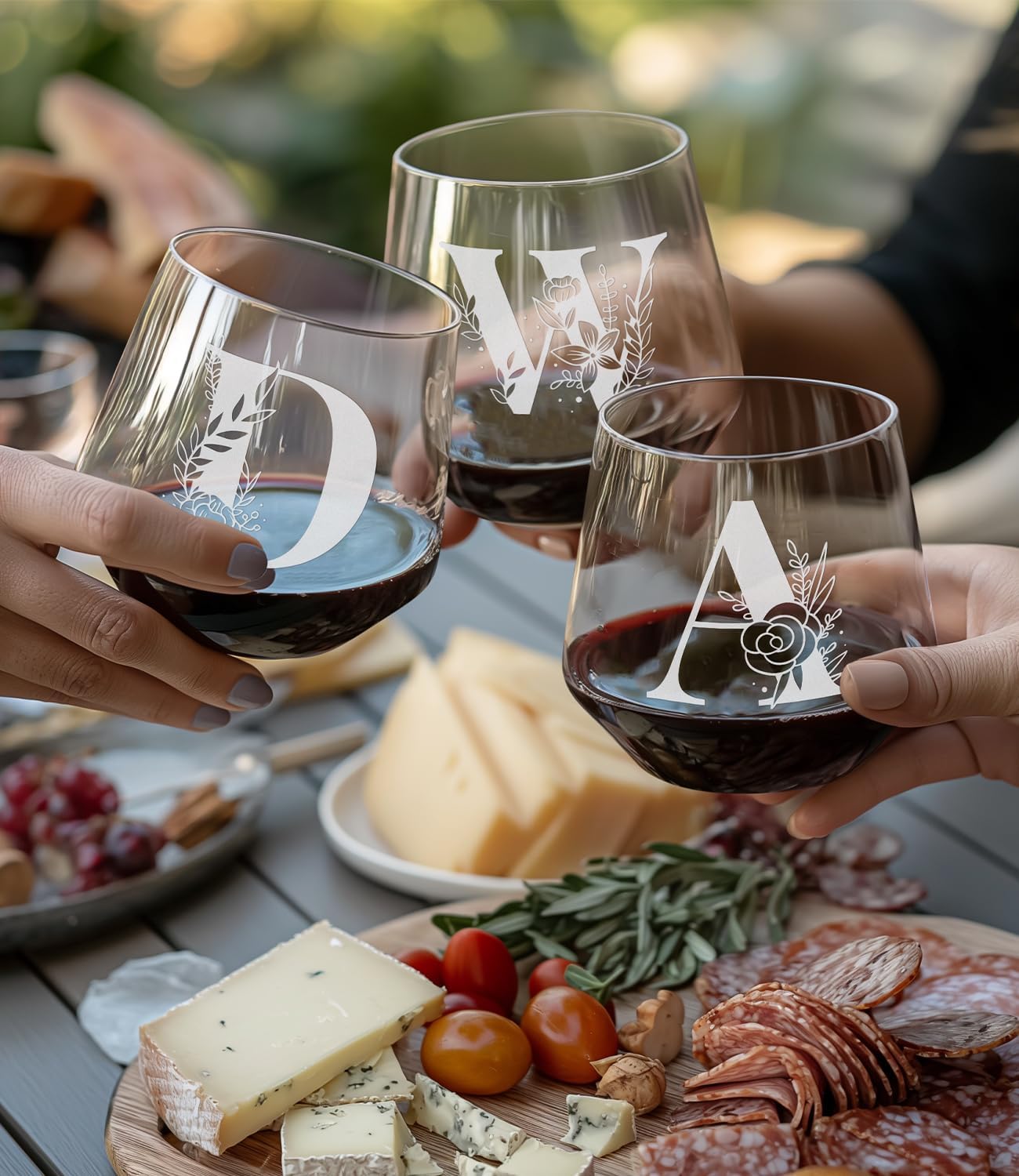 Physkoa Personalized Stemless Wine Glass — Customized A–Z Initial, Etched & Dishwasher Safe | Birthday Wine Gift for Her, Mom, Friend, Wife, Sister | Valentine’s Day Monogrammed Gift(A) - Image 5