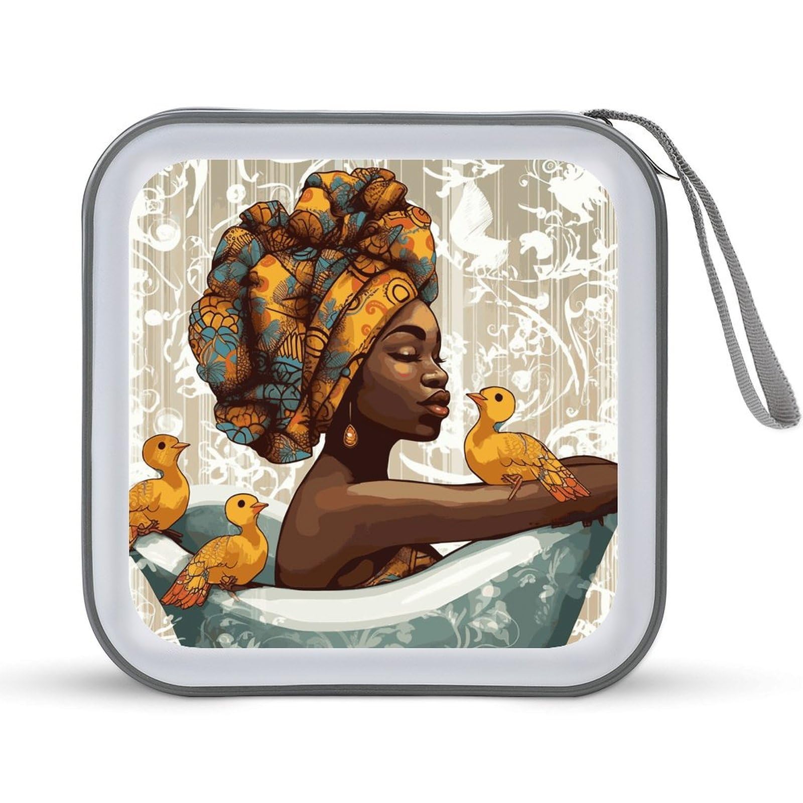 VstaDank African Girl CD Case with Hand Strap Lightweight DVD Wallet Holder 40 Capacity CD/DVD Case Wallet Protective CD Wallet CD/DVD Portable Storage Binder for Car Home Office