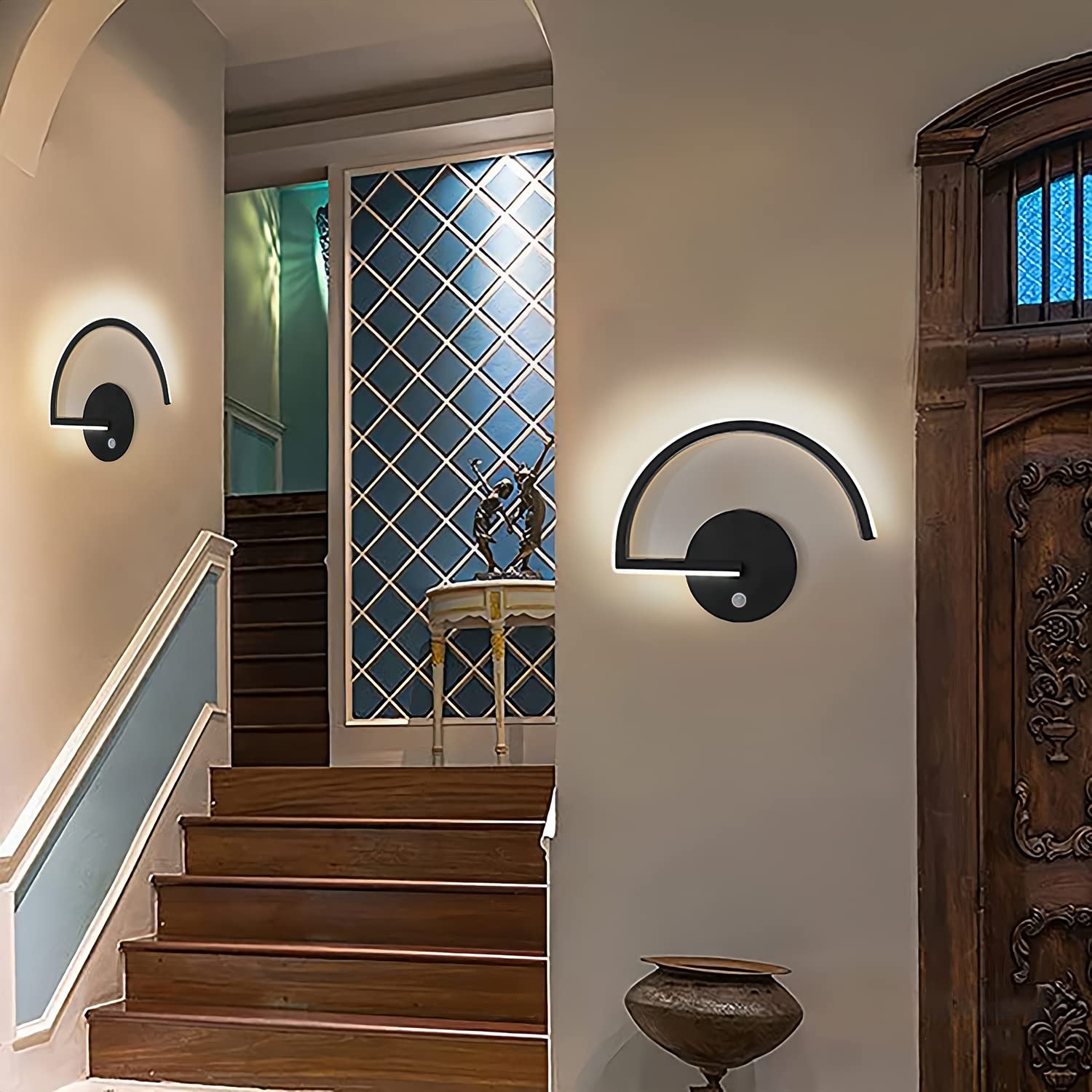 Wandleuchte mit Bewegungsmelder LED Innen Wandlampe Metall Flur Lampe 3000K Moderne Wandbeleuchtung mit Bewegungssensor für Korridor Treppenhaus Schlafzimmer Wohnzimmer Balkon Veranda Sensorleuchte Beleuchtung